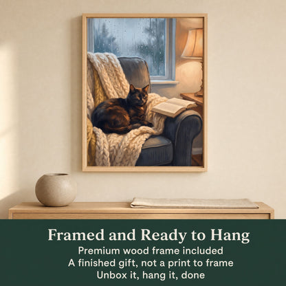 Framed and ready to hang bookish wall art, premium wood frame included, nothing left to assemble
