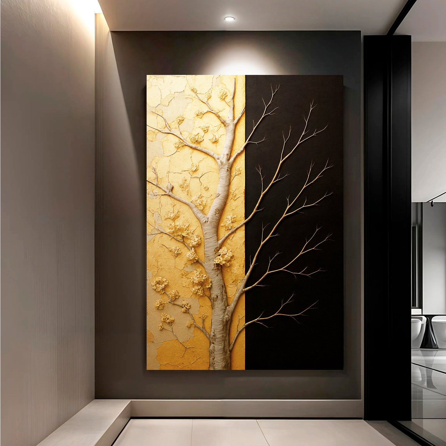Golden Eclipse Abstract Canvas Wall Art - Modern Print