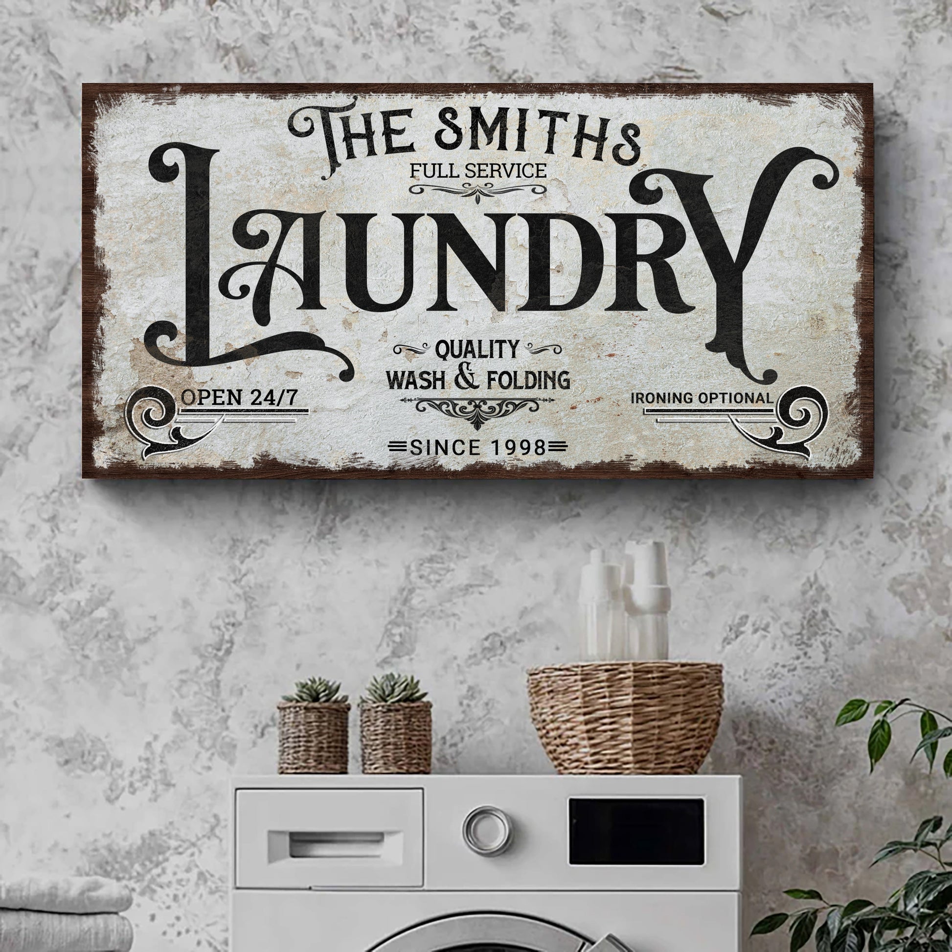 Laundry room canvas wall art VII with witty laundry room sign, gallery-wrapped