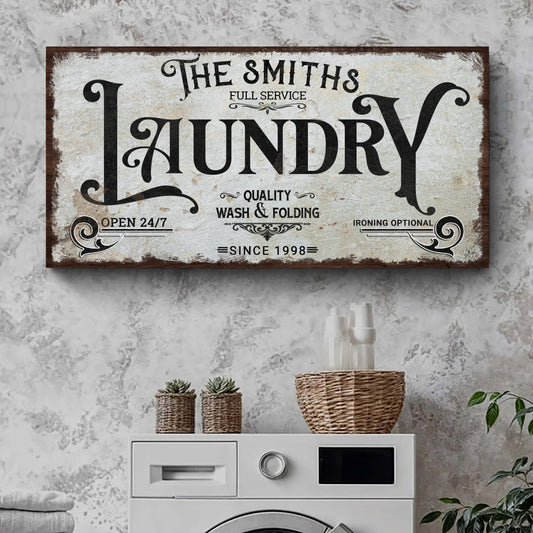 Laundry room canvas wall art VII with witty laundry room sign, gallery-wrapped