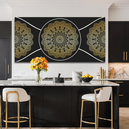 Gold Sacred Geometry Canvas Wall Art - Abstract Print