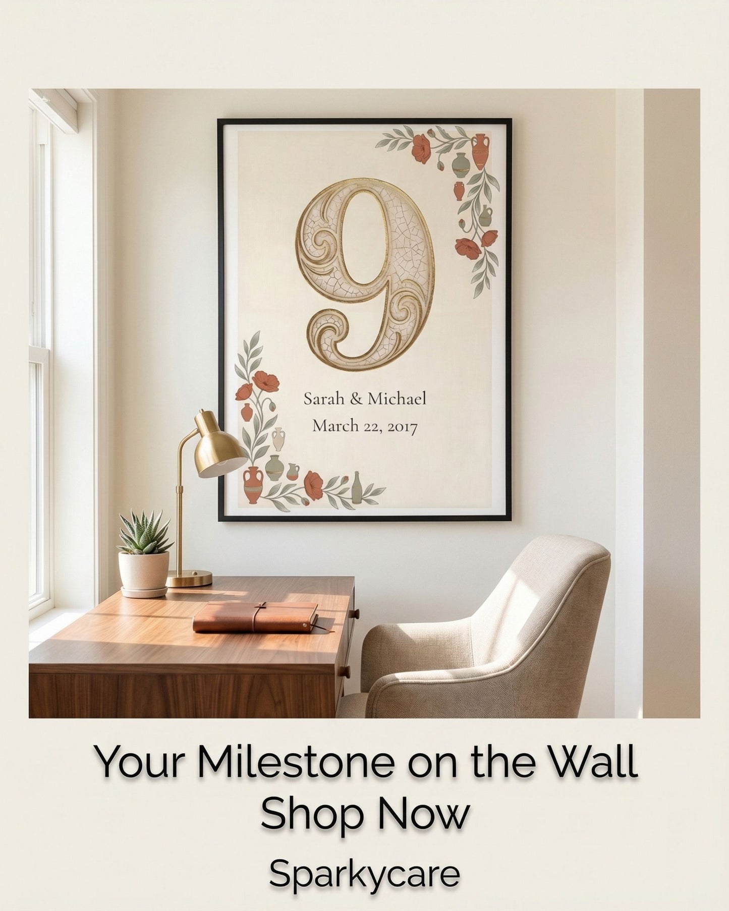 Personalized 9th Anniversary Wall Art