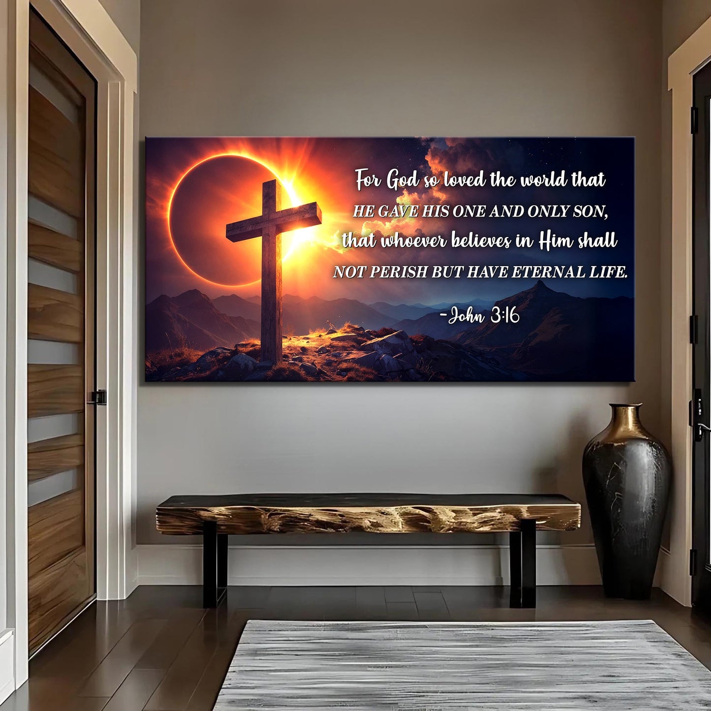 John 3:16 Bible Verse Canvas Art for Home