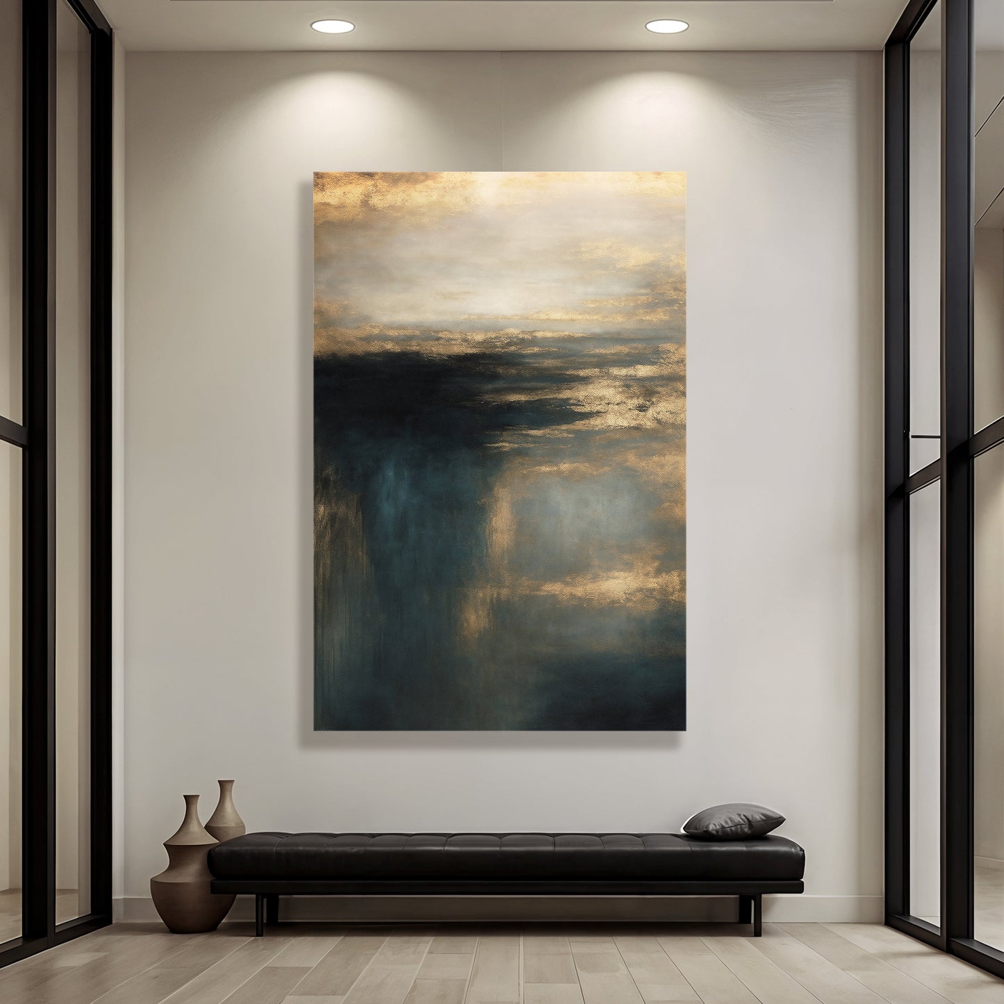 Cloudscape abstract canvas wall art with a soft airy sky, ready to hang