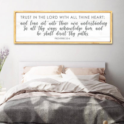 Proverbs 3:5-6 Trust in the Lord White Farmhouse canvas shown in a styled room setting, view 3