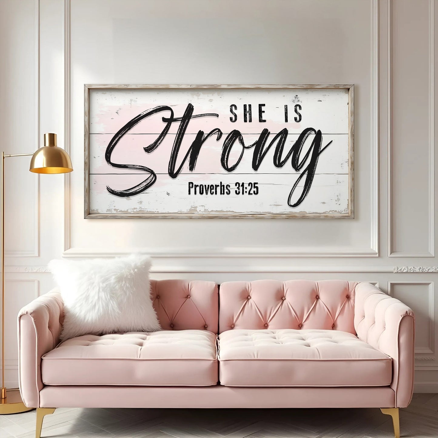 She Is Strong Proverbs 31:25 Faith Canvas Sign
