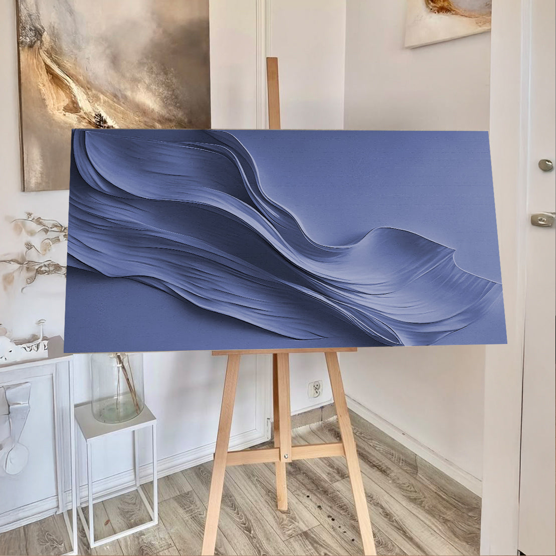 Midnight Navy Minimalist Abstract Canvas Wall Art
