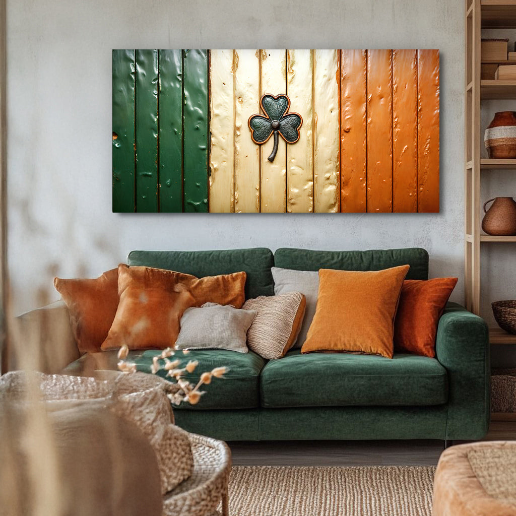 Irish Shamrock Glory Flag Canvas Wall Art