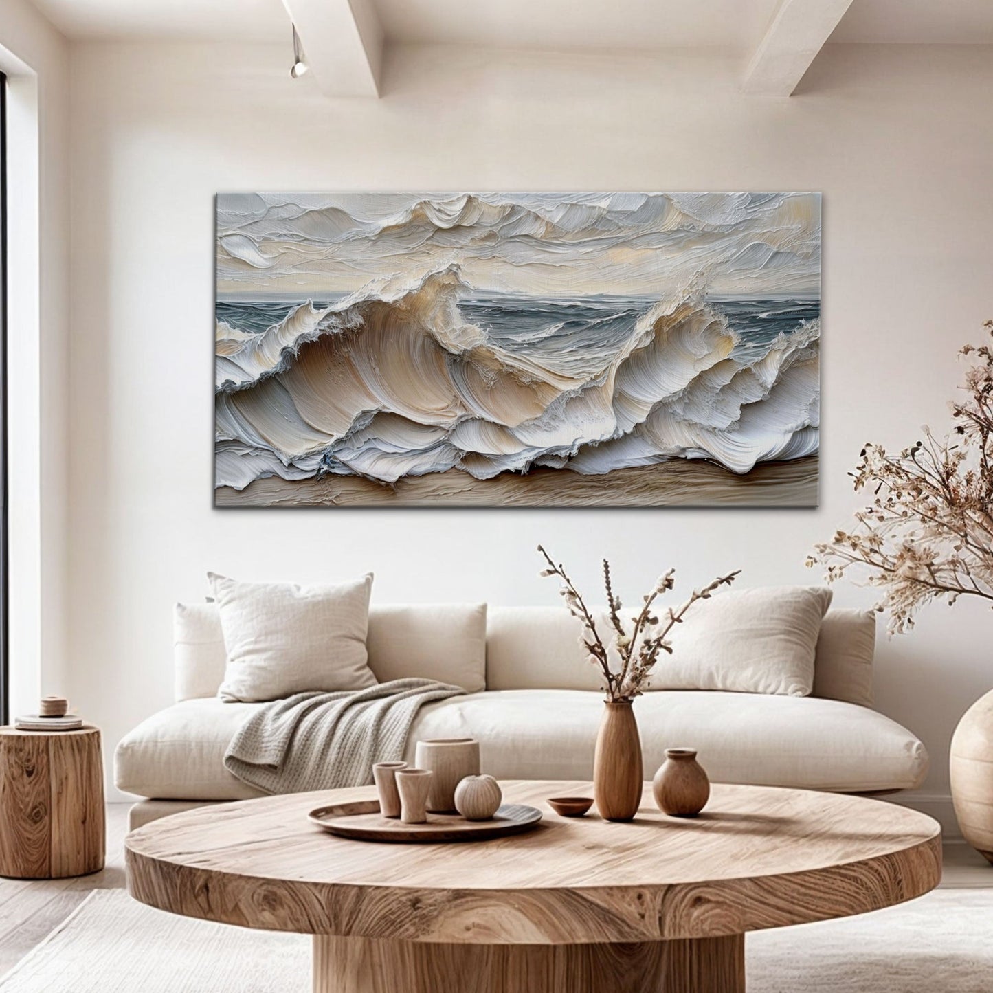 Ocean Waves Coastal Canvas Wall Art