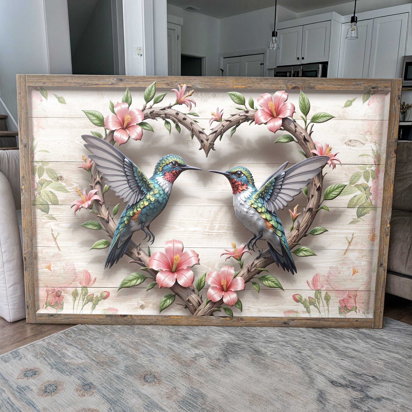 3D hummingbirds canvas wall art design two