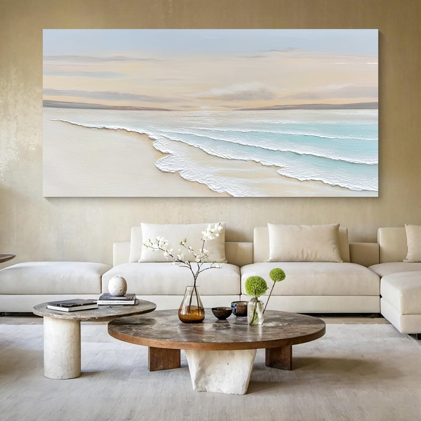 Serene Ocean Wave Coastal Canvas Wall Art