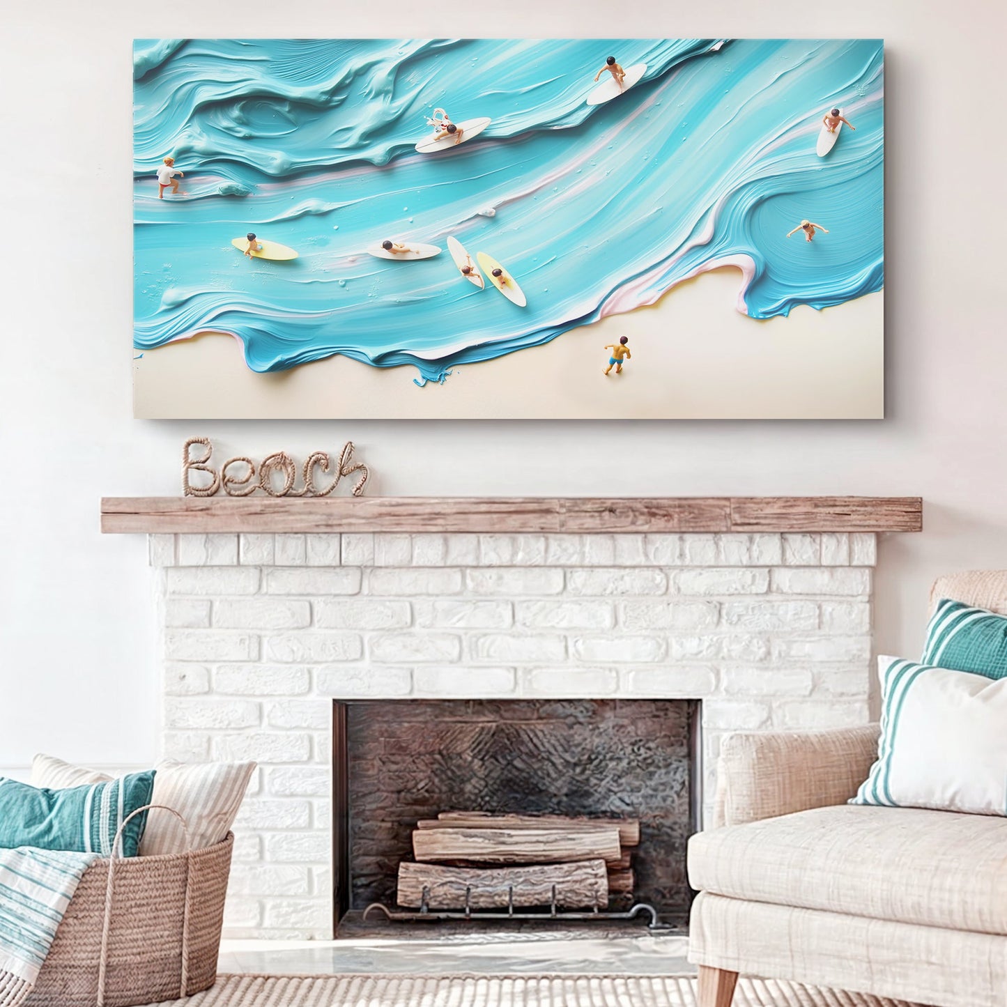 Abstract Aerial Beach Canvas Wall Art