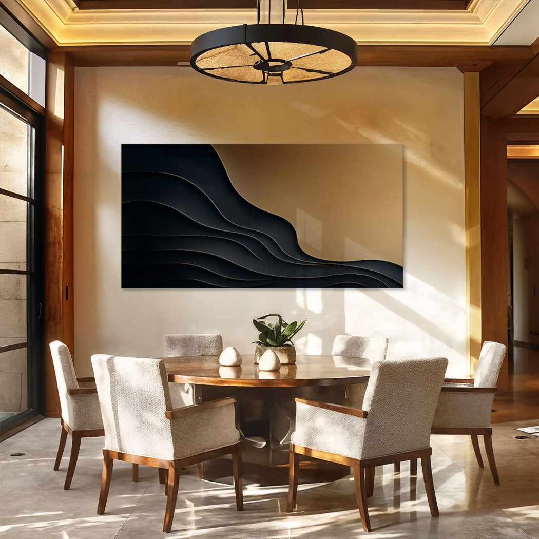 Black and Gold Minimalist Abstract Canvas Wall Art