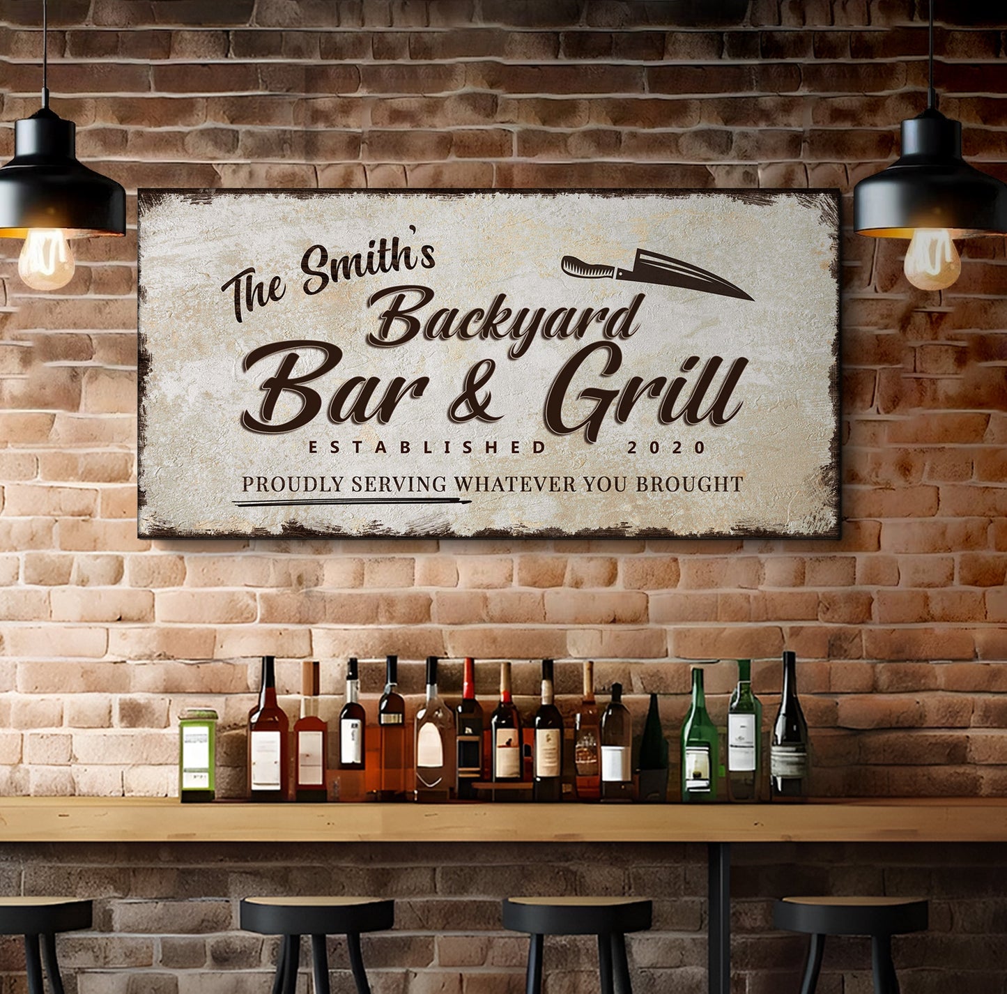 Backyard Bar And Grill Canvas Sign XVI