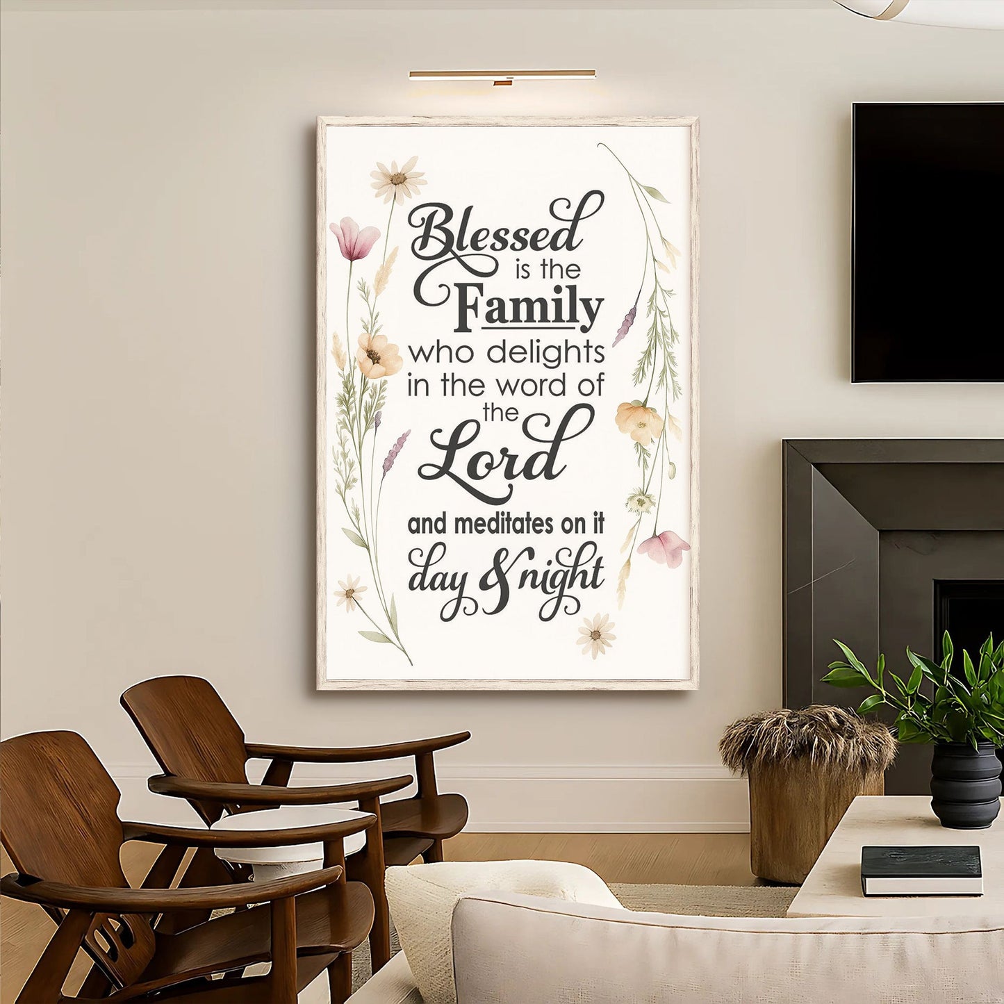 Blessed Is the Family Faith Canvas Wall Art