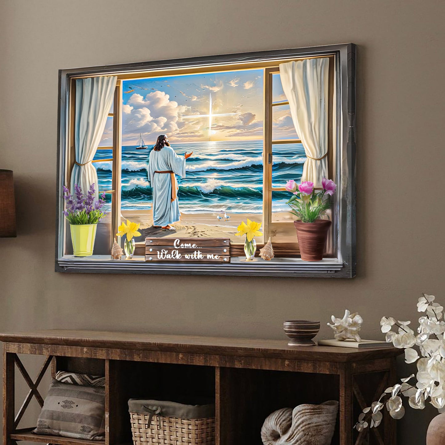 Come Walk With Me Faith Canvas Sign V