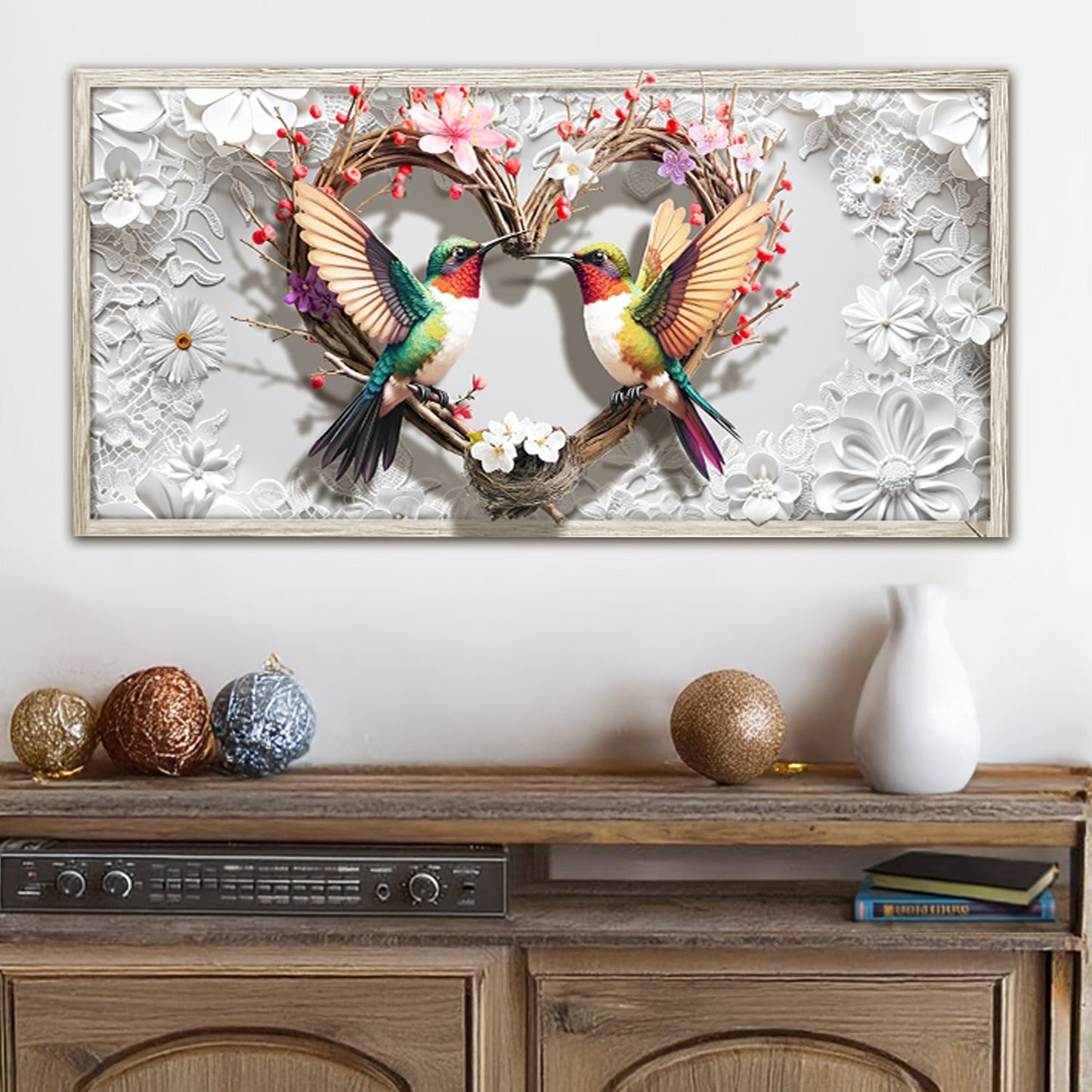 3D Hummingbirds Canvas Wall Art IV