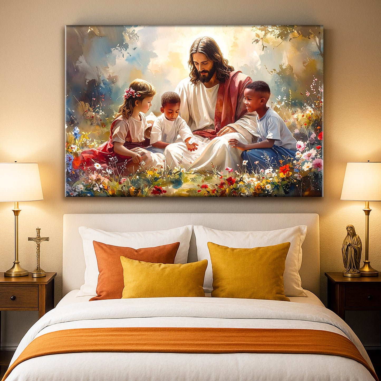 Jesus and Children Faith Canvas Print