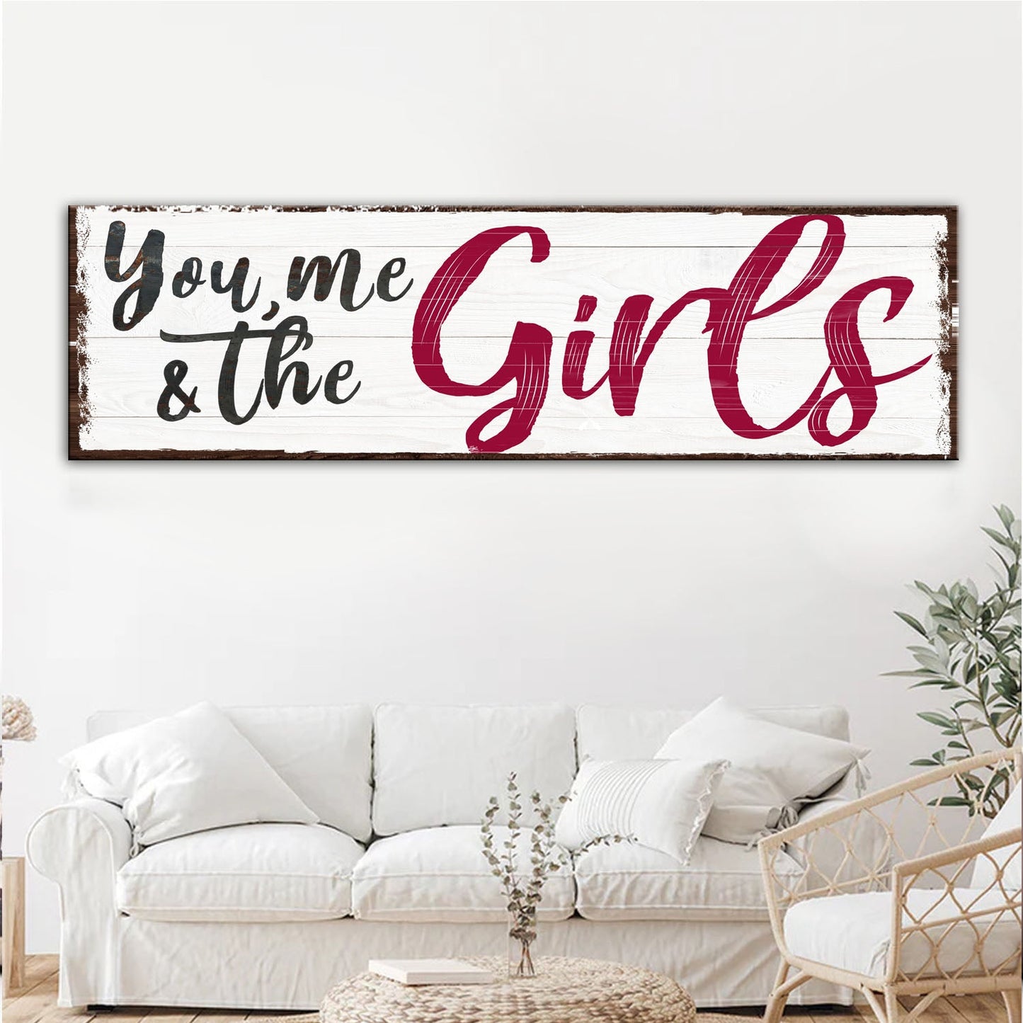 You Me and the Girls Rustic Canvas Wall Art