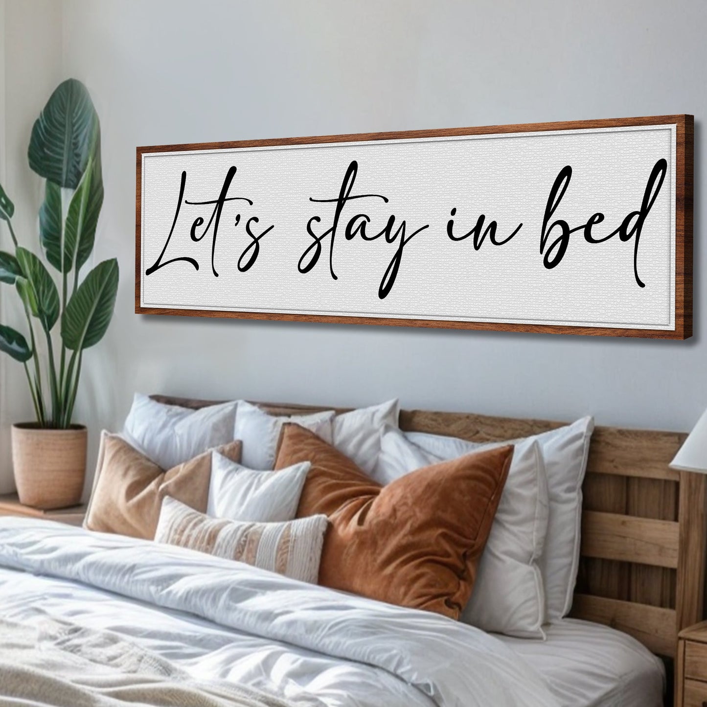 Let's Stay in Bed Bedroom Canvas Wall Art