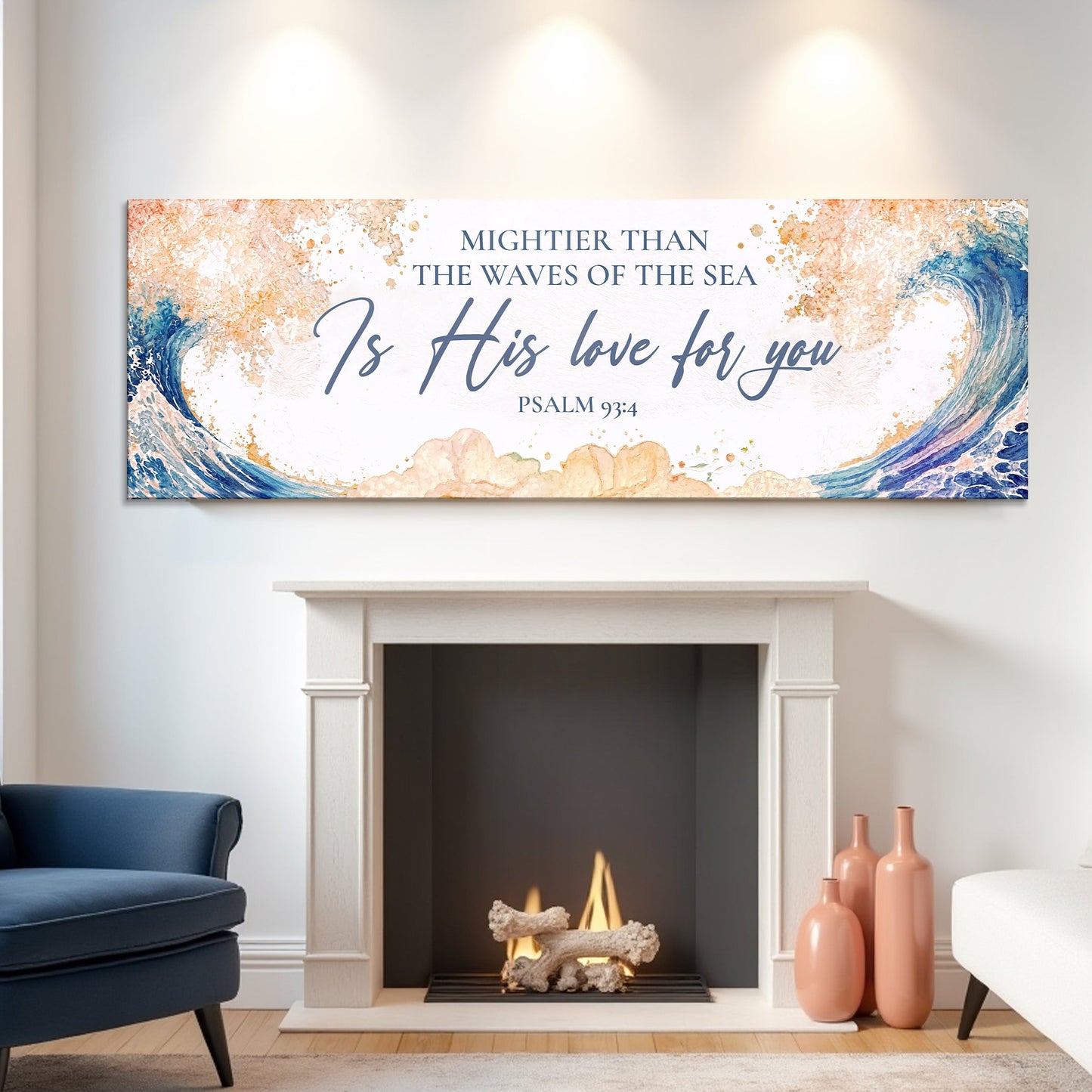 Mightier Than the Waves Psalm 93:4 Faith Canvas
