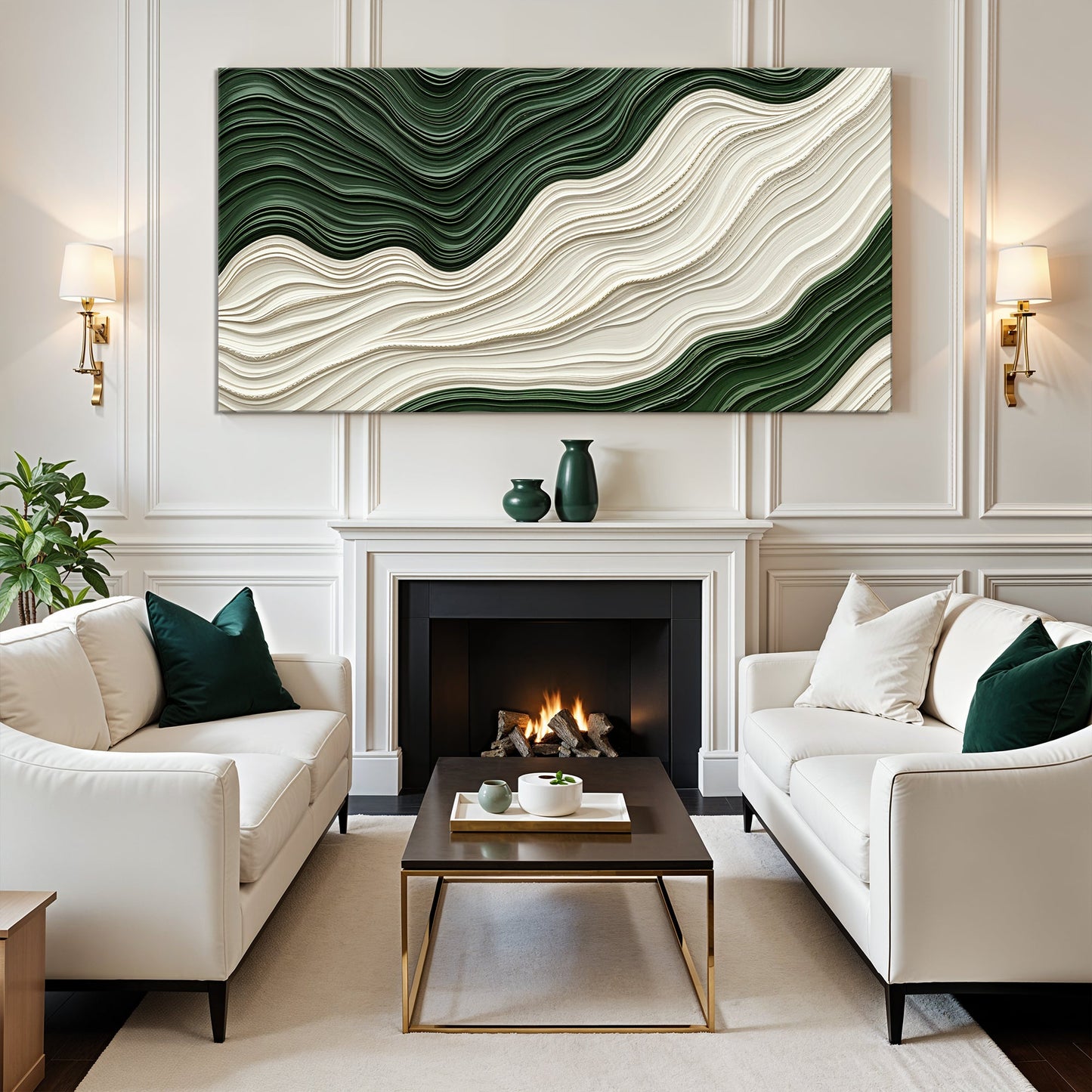 Green Rivers Abstract Canvas Wall Art VIII