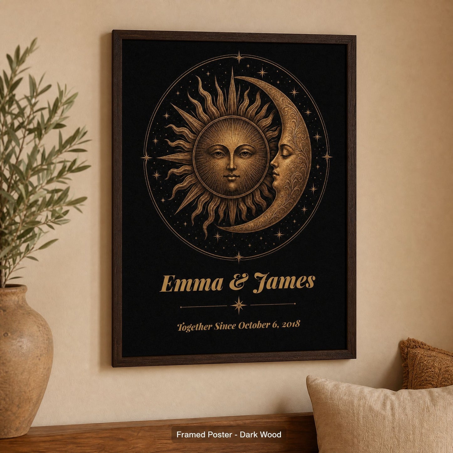Personalized Sun & Moon Bronze Anniversary Print