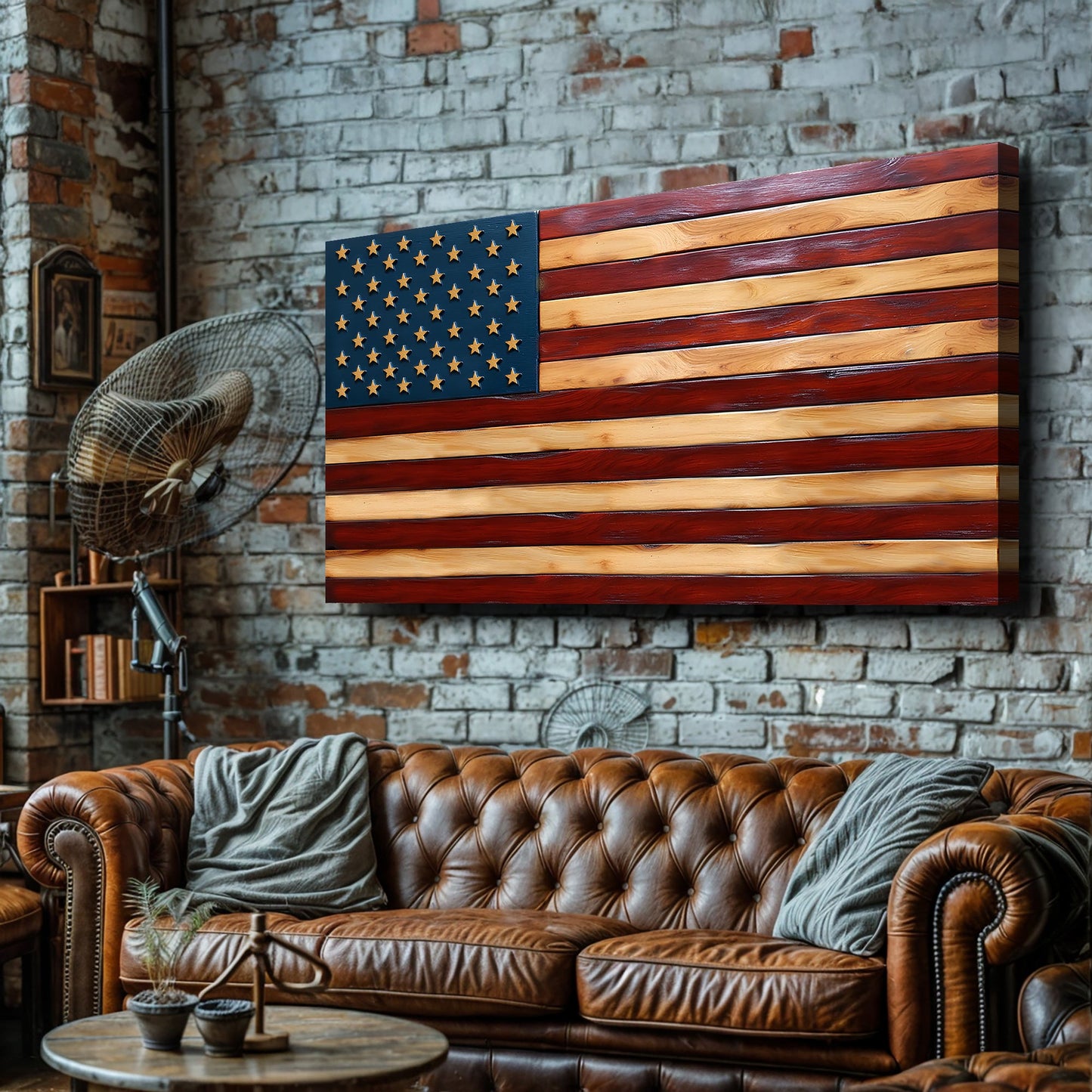 Old Glory vintage American flag canvas wall art patriotic decor