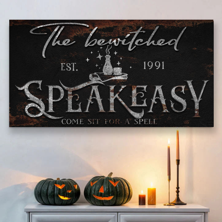 Bewitched Speakeasy Halloween Canvas Wall Art Sign
