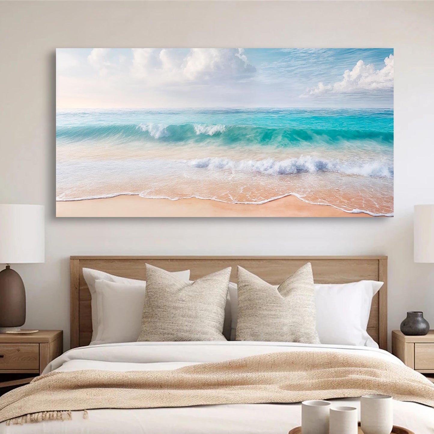 Serene Ocean Wave Coastal Canvas Wall Art