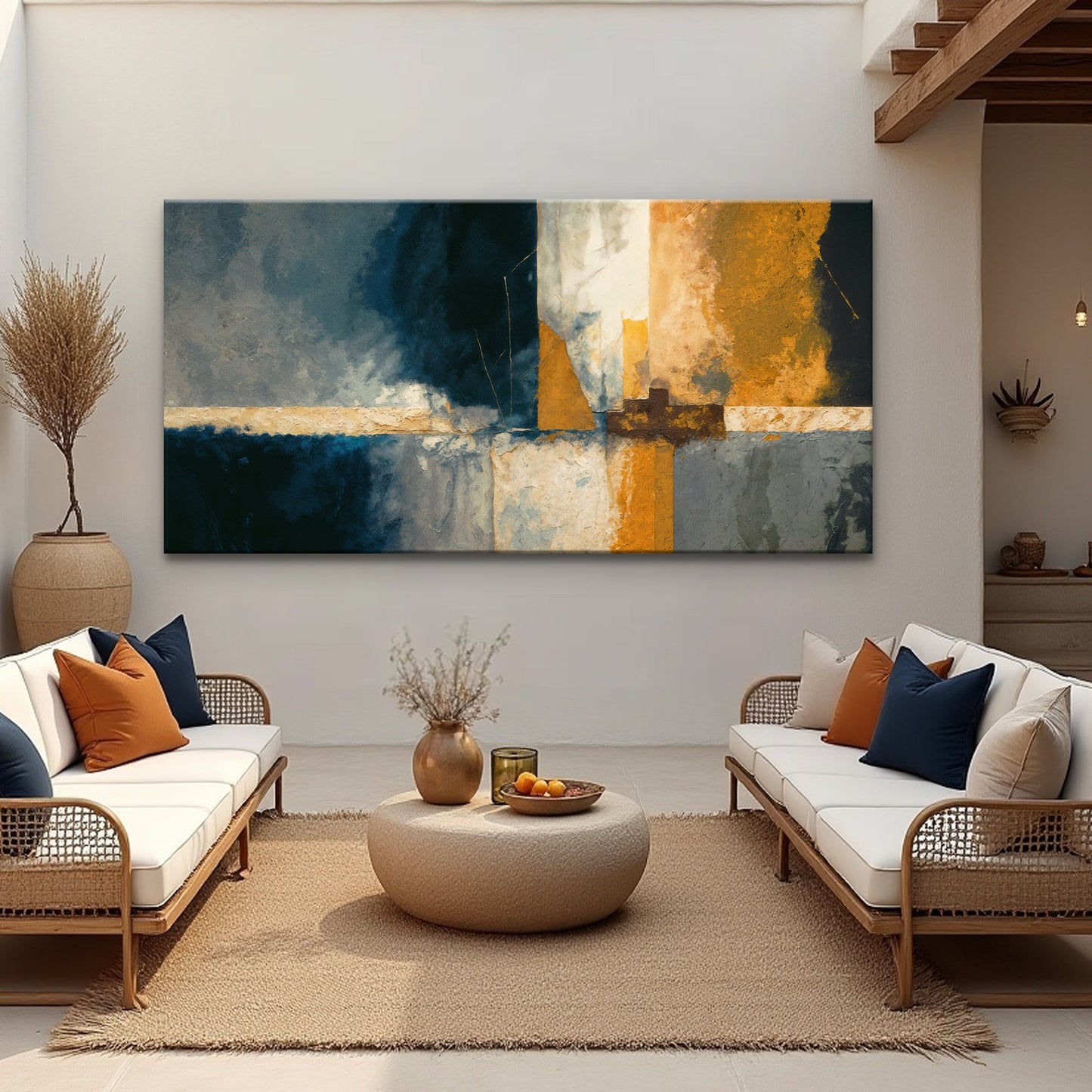 Abstract Geometric Lines Canvas Wall Art