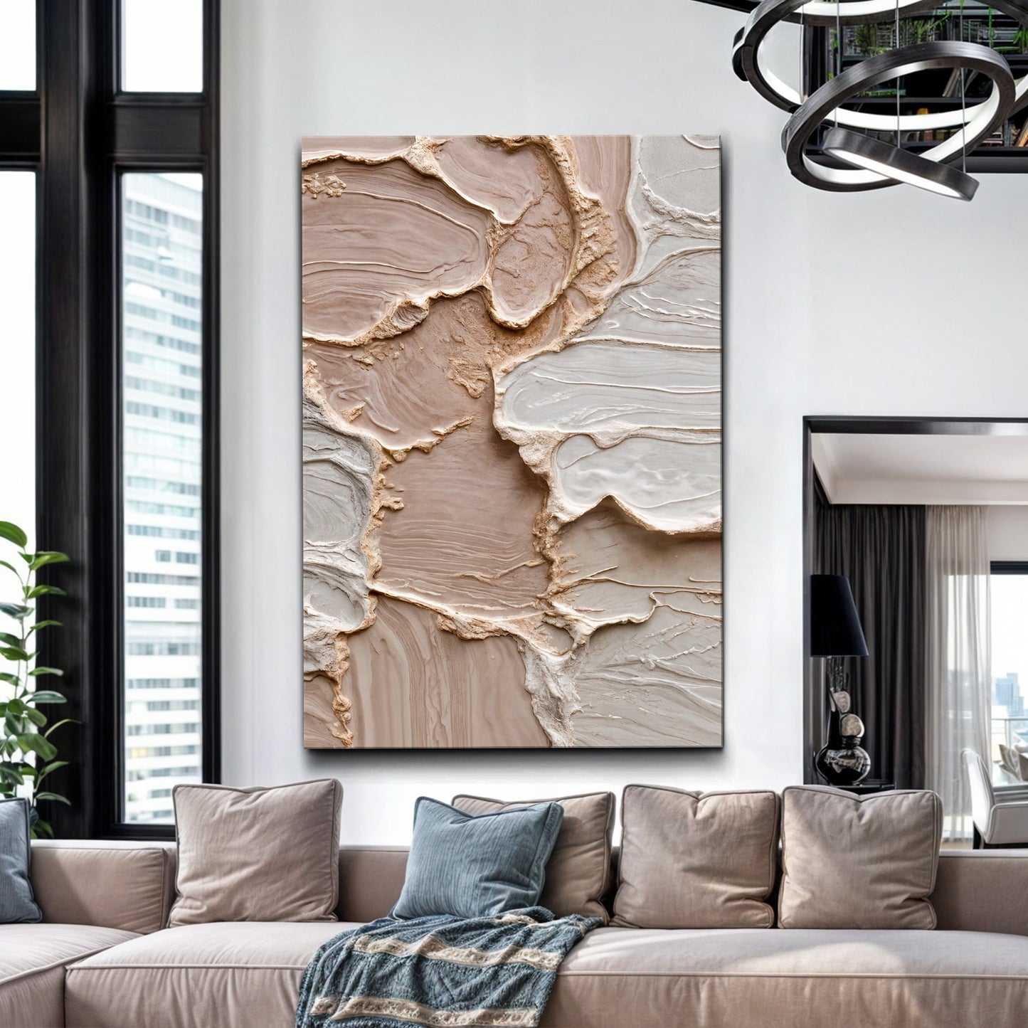 Ivory Minimalist Abstract Canvas Wall Art