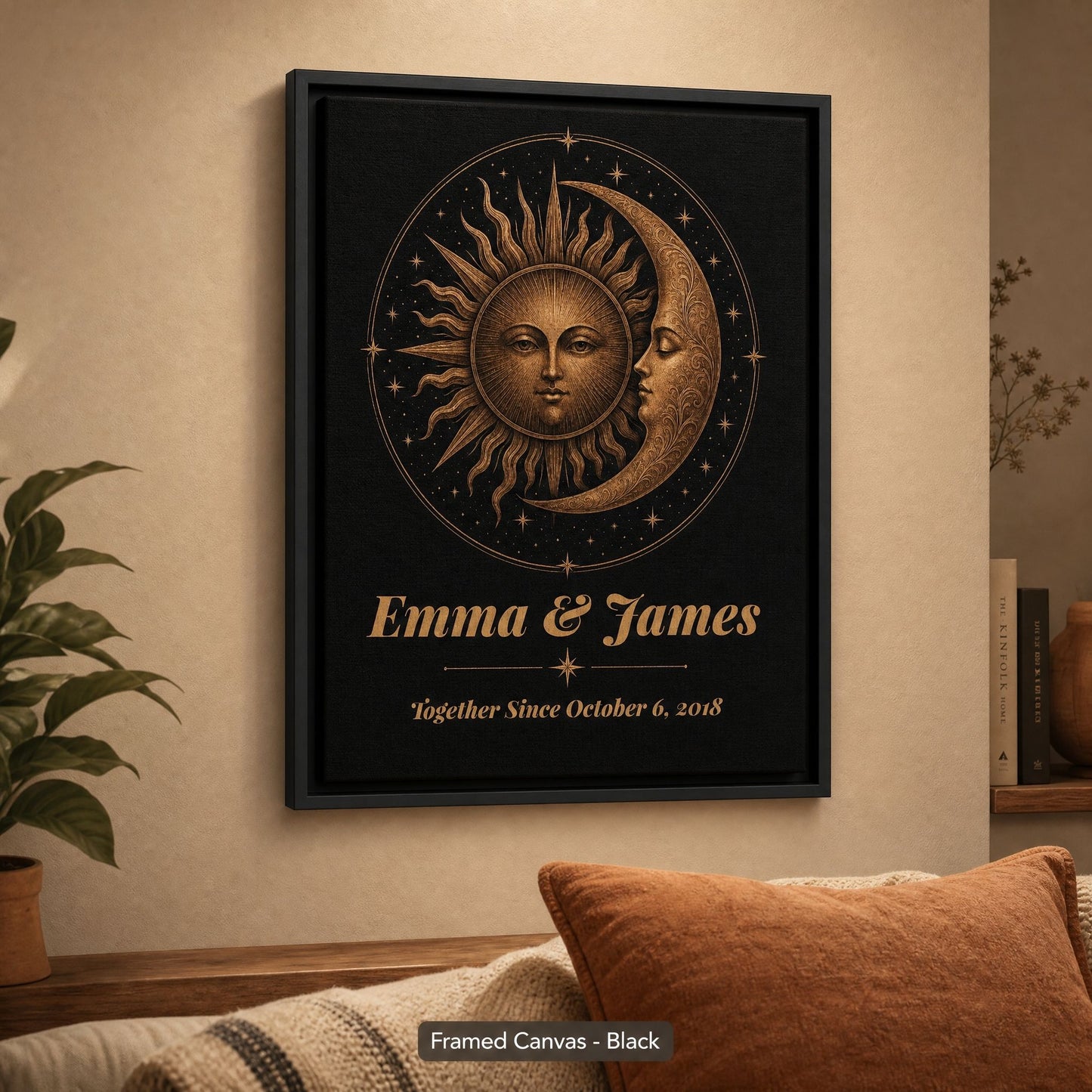 Personalized Sun & Moon Bronze Anniversary Canvas