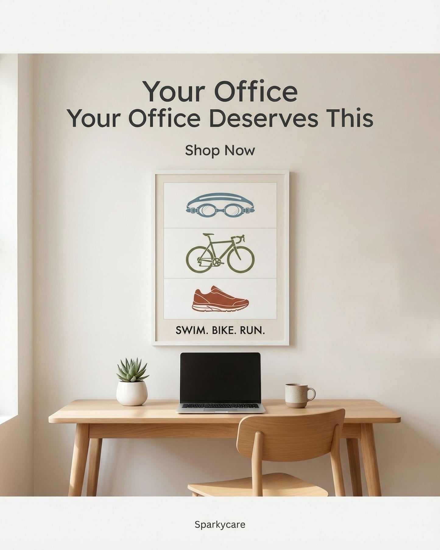 Swim Bike Run Poster: Minimalist Triathlon Icons Wall Art