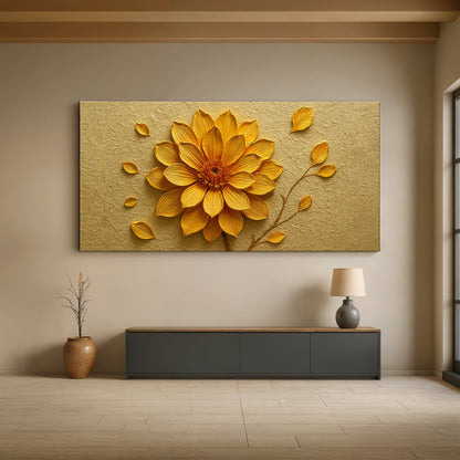 Golden Dandelion Minimalist Canvas Wall Art - Abstract Print