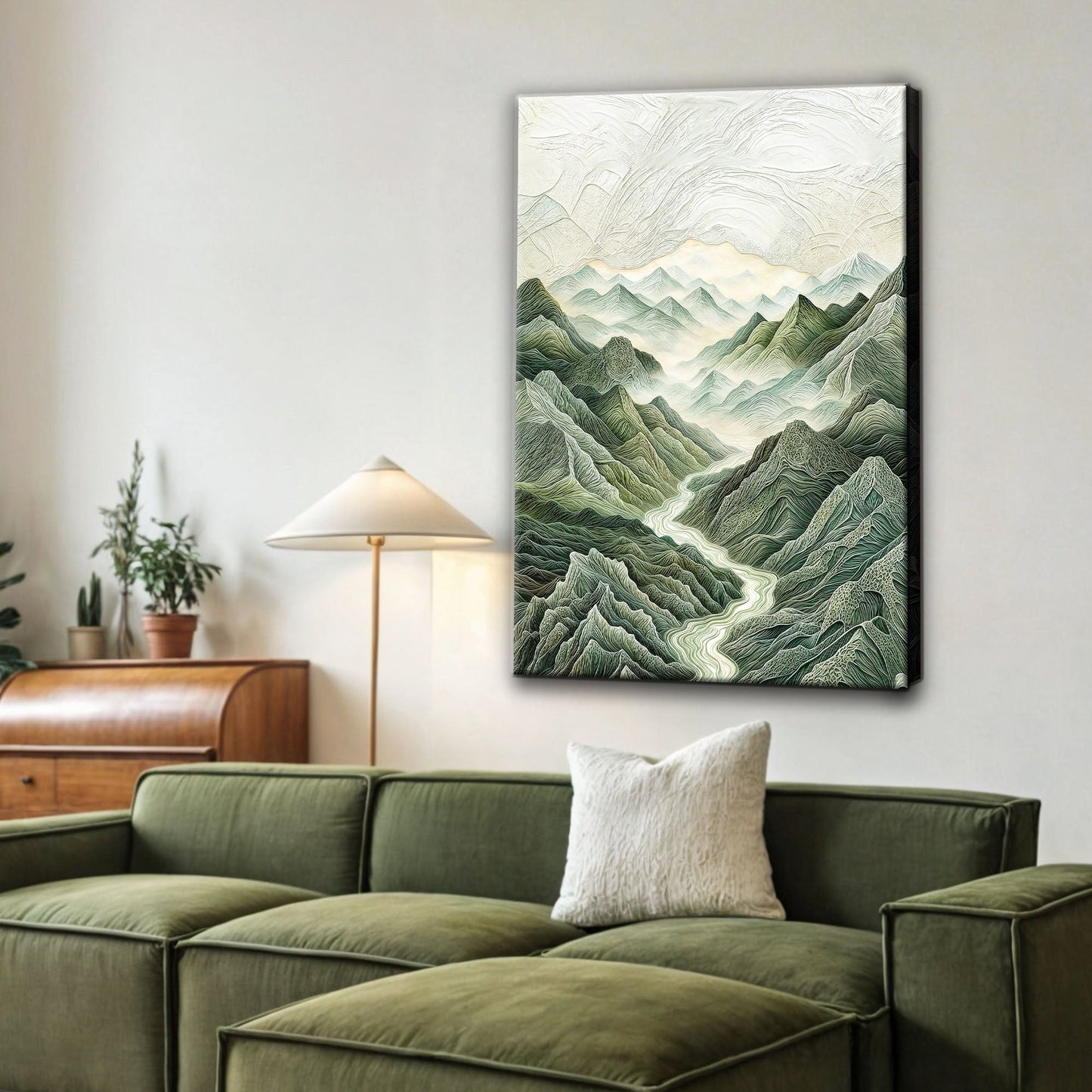 Abstract Mountain And River Landscape Canvas Wall Art