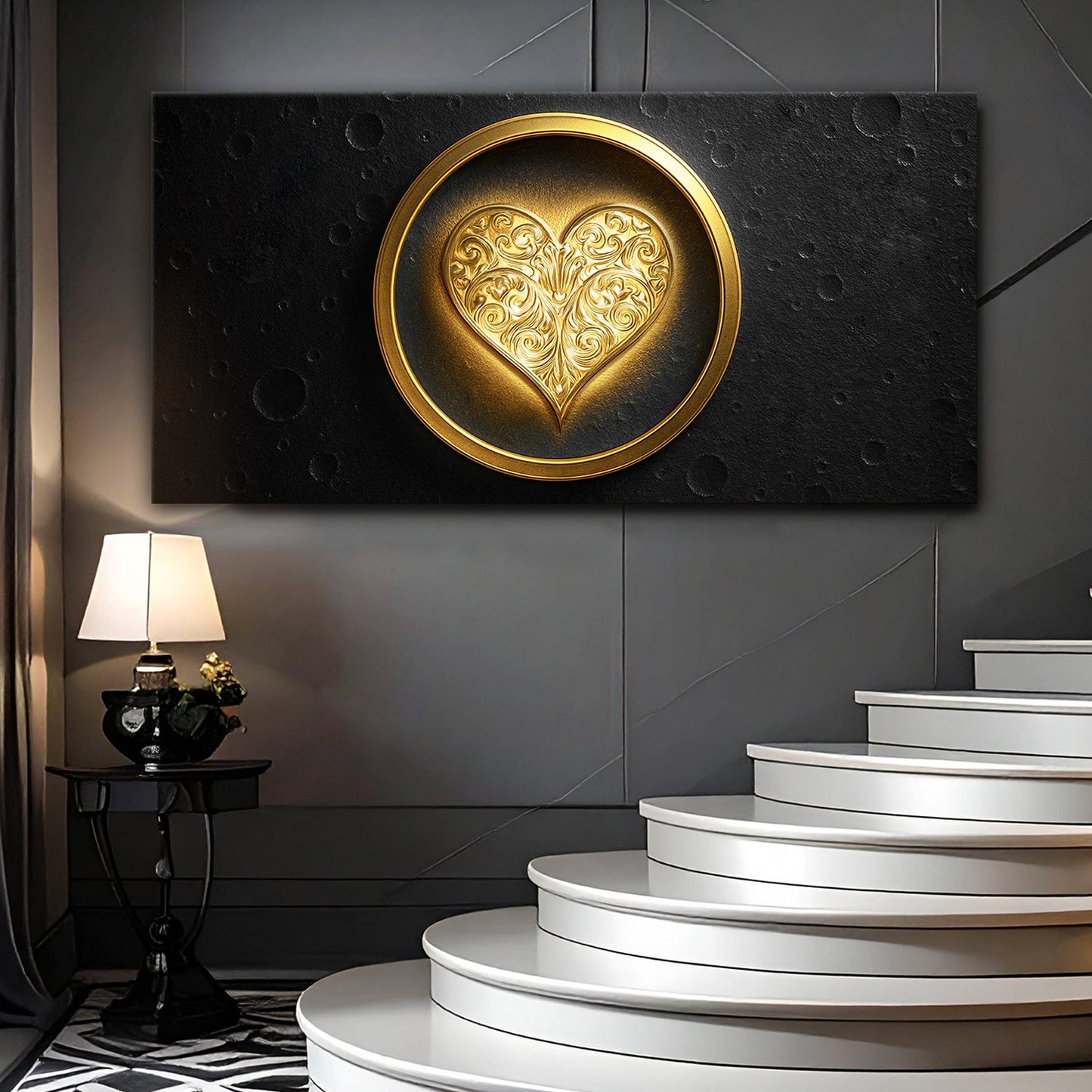 Heart Eclipse Abstract Canvas Wall Art
