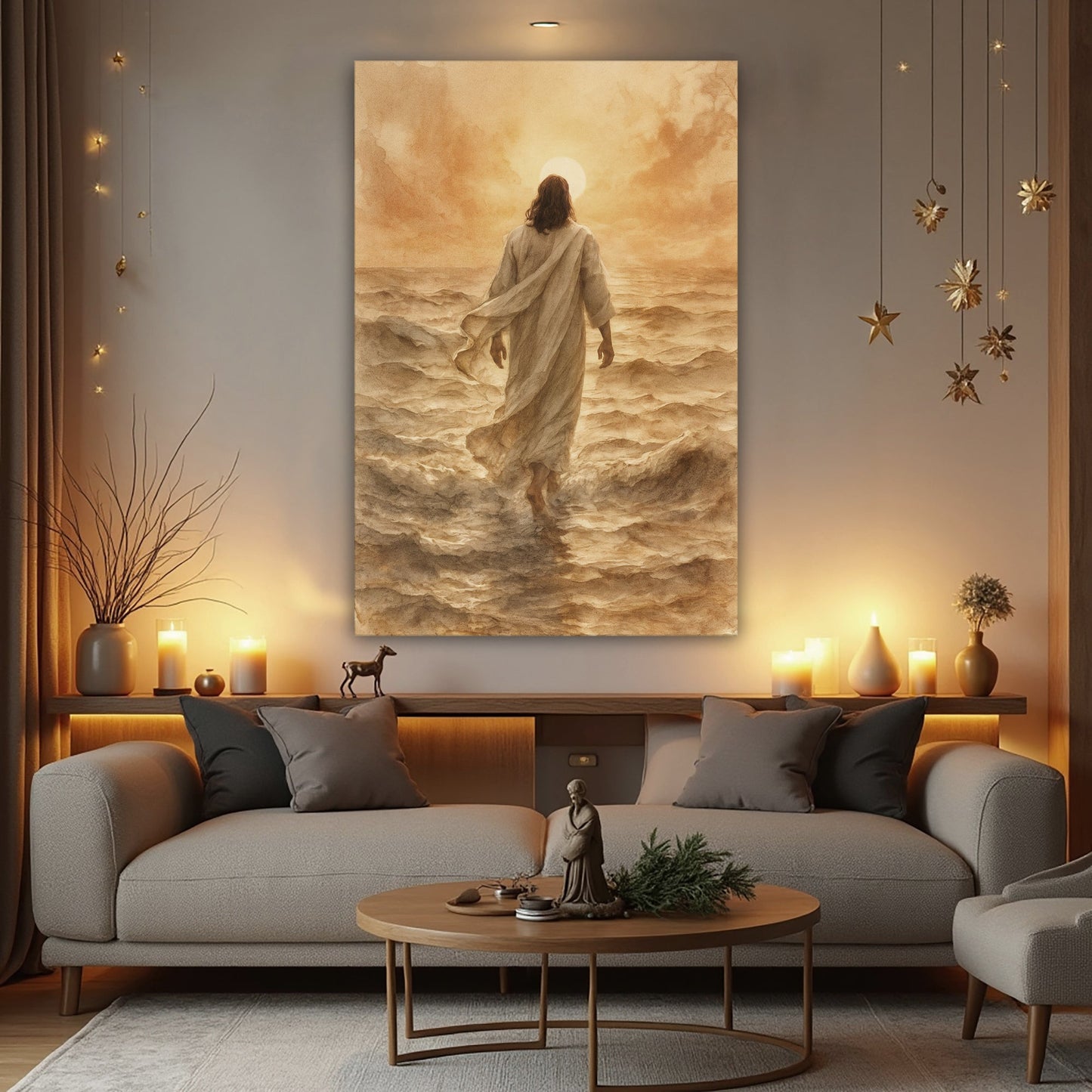 Jesus Walking on Water Christian Art Canvas Print