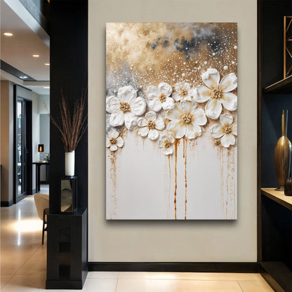 Gold Floral Canvas Wall Art - Elegant Botanical Print