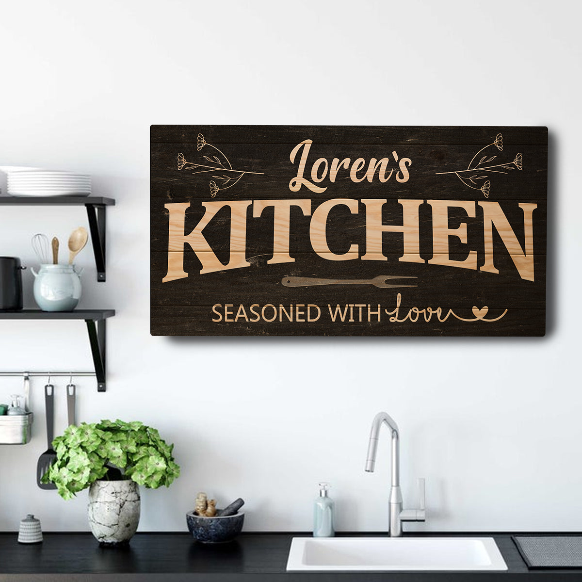 Personalized Kitchen Sign Canvas Wall Art