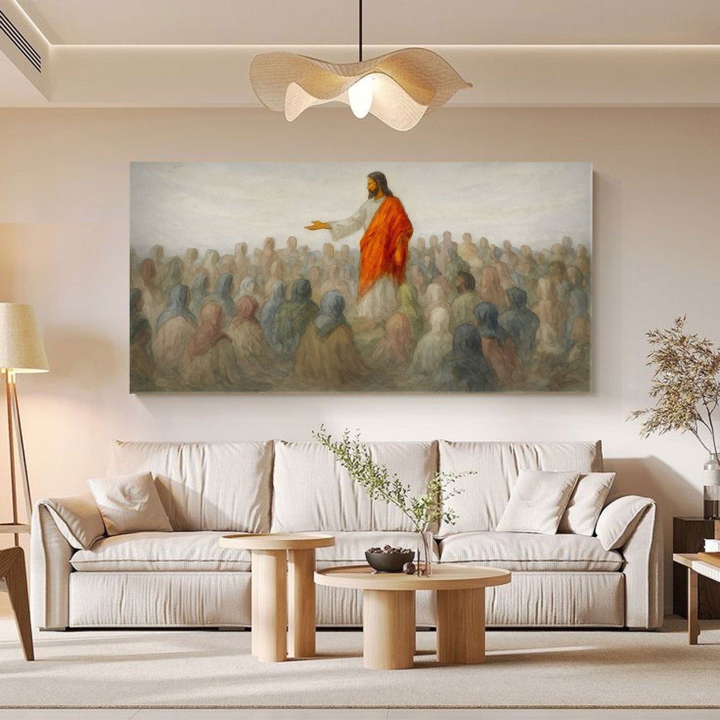 Jesus Preaching to Multitude Faith Canvas Art