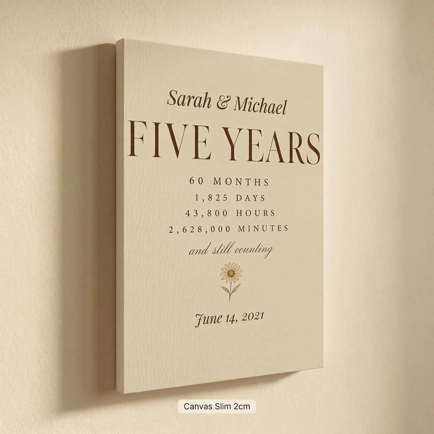 Personalized 5 Year Anniversary Canvas