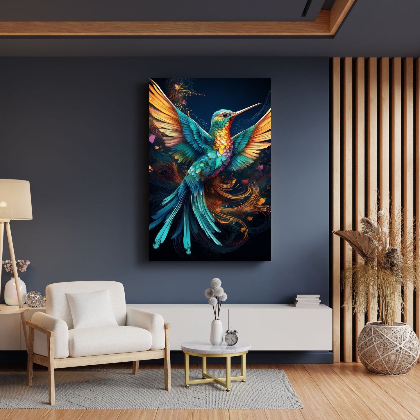 Hummingbird Abstract Canvas Wall Art