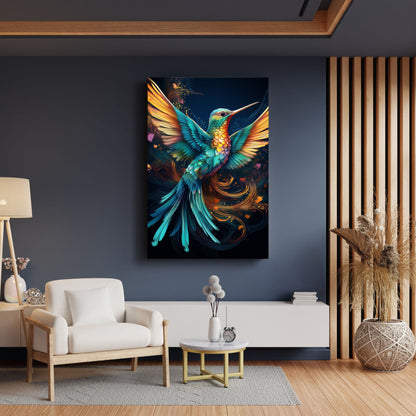 Hummingbird Abstract Canvas Wall Art