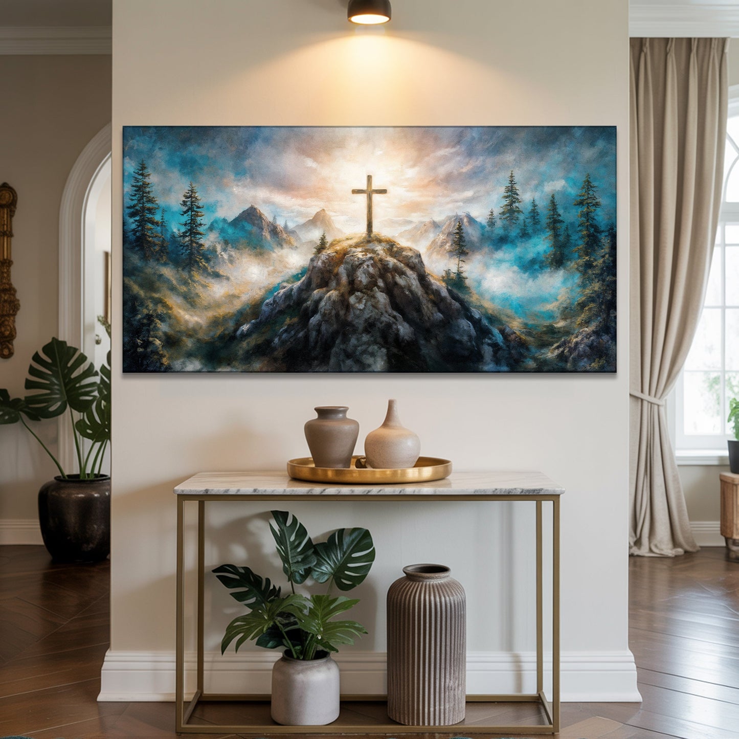 Cross on a Hill Faith Canvas Wall Art