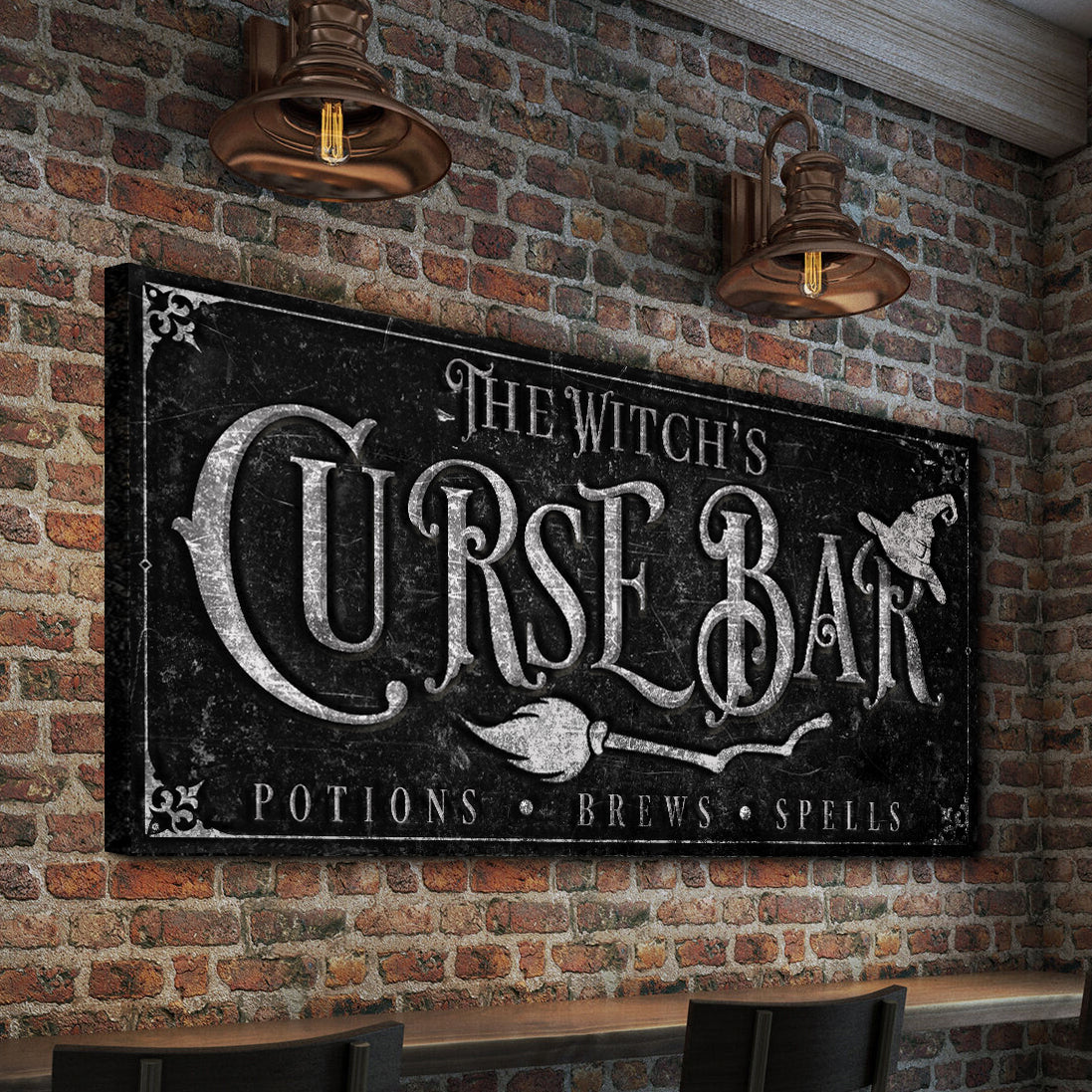 Witch's Curse Bar Halloween Canvas Wall Art