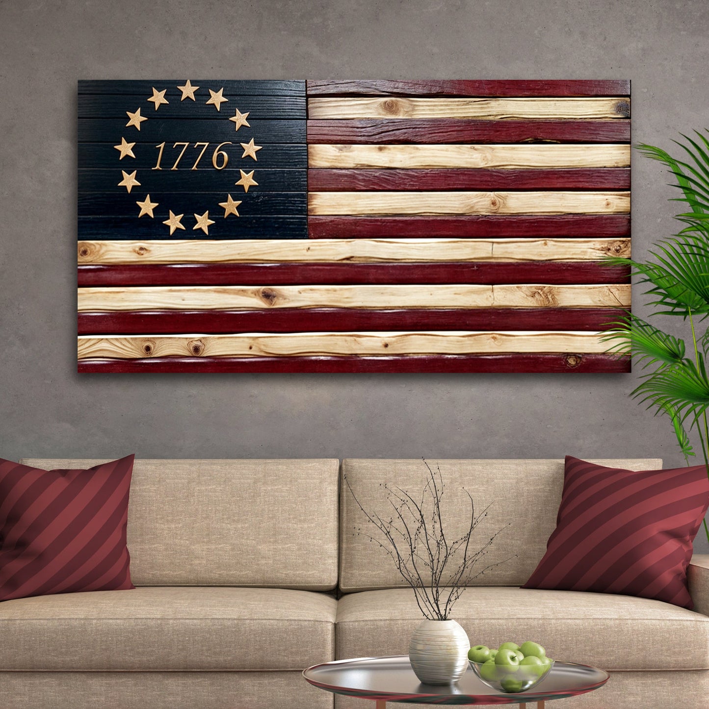 1776 American Flag Canvas Wall Art