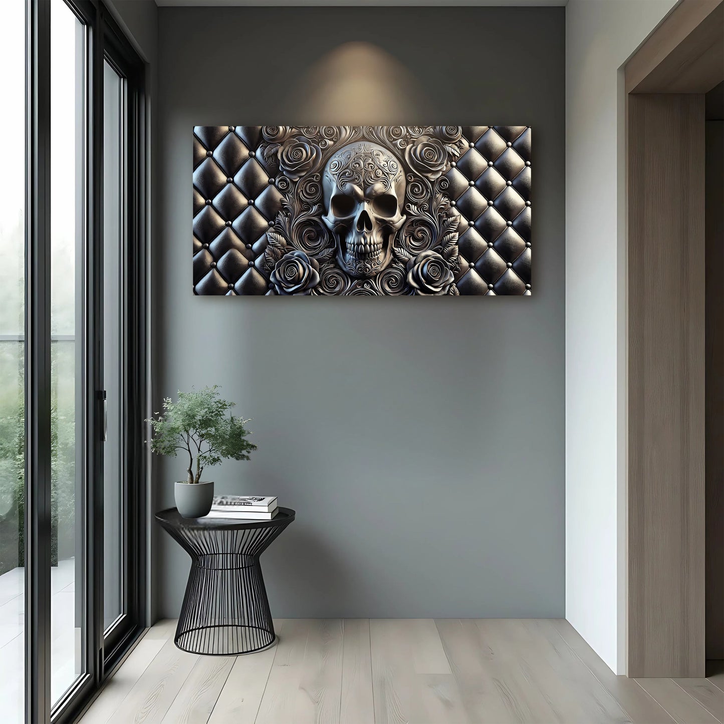 3D Rose and Skull Canvas Wall Art IV