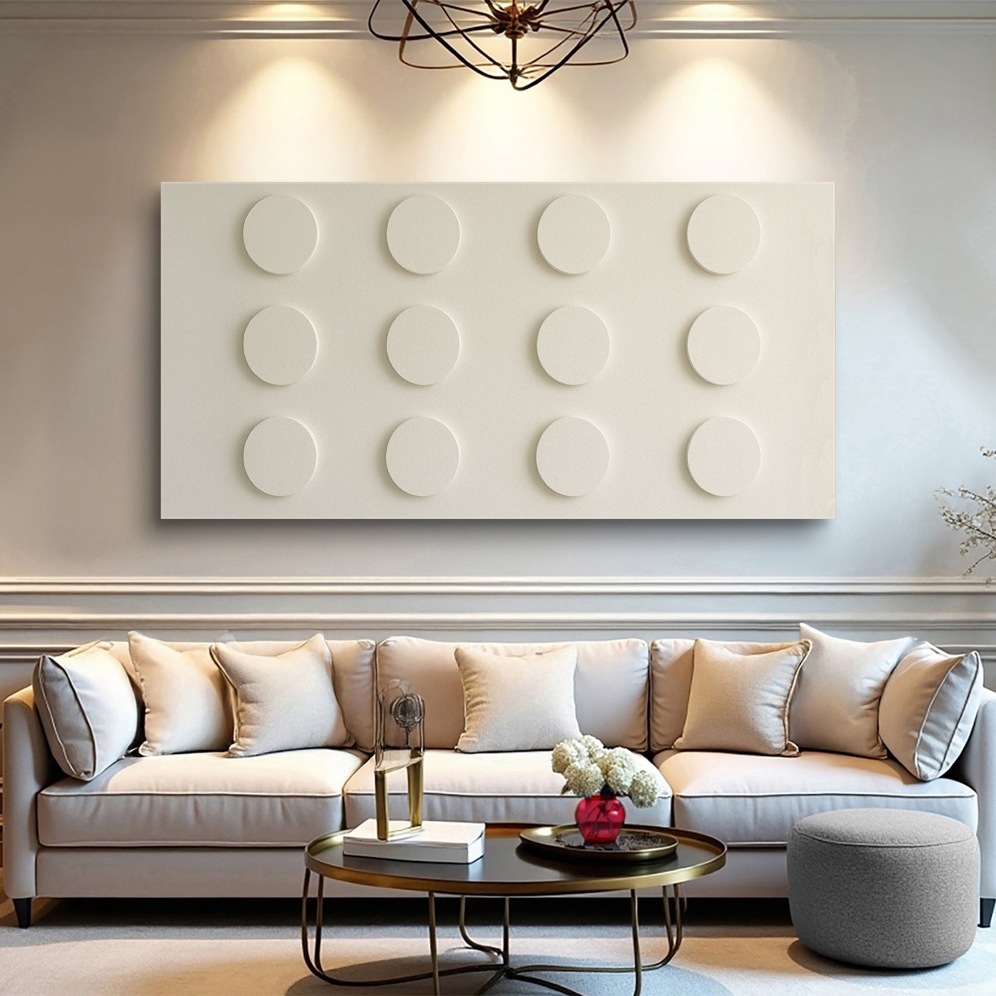 Wide-format abstract minimalist canvas wall art in calm neutral tones
