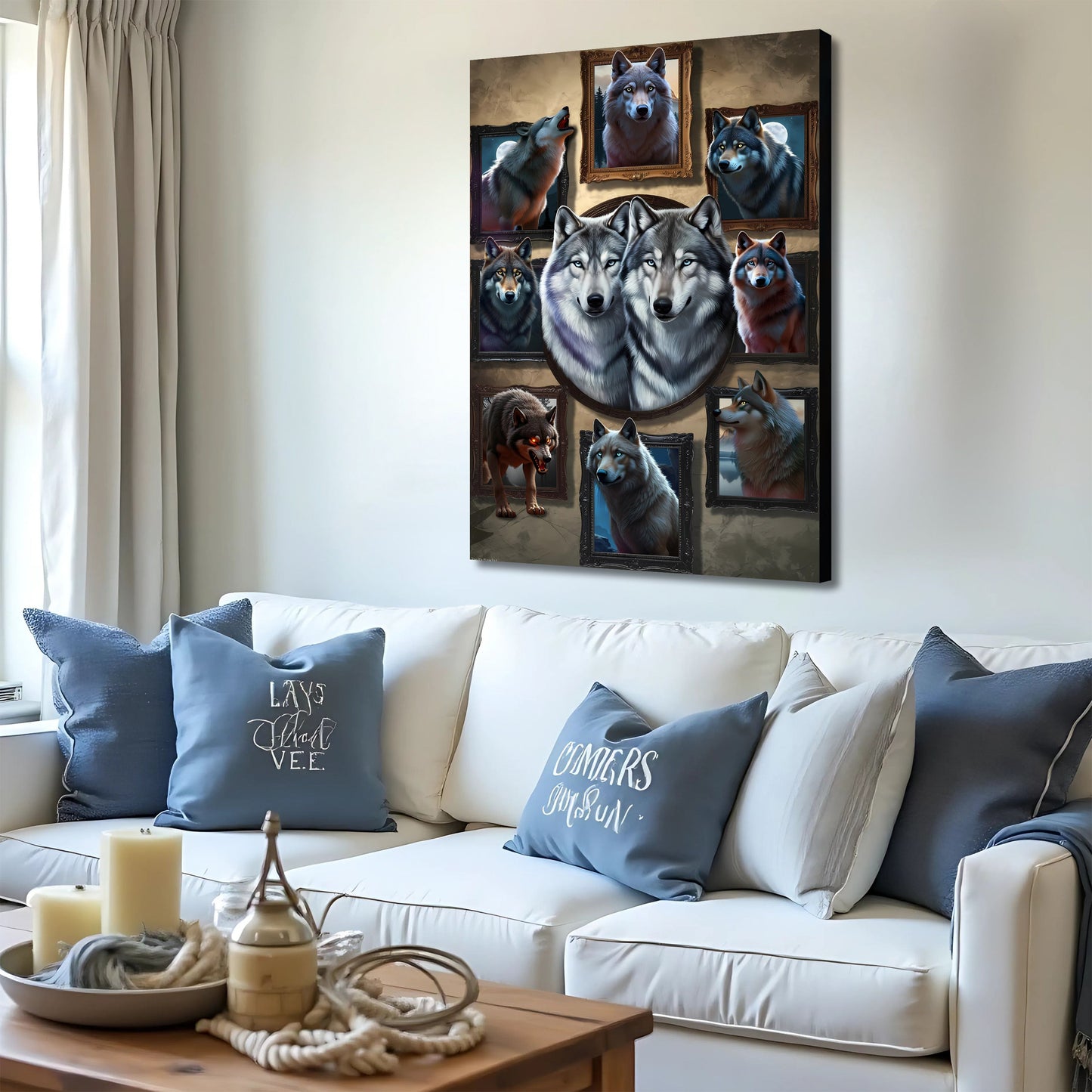 3D Wolf Collage Canvas Wall Art